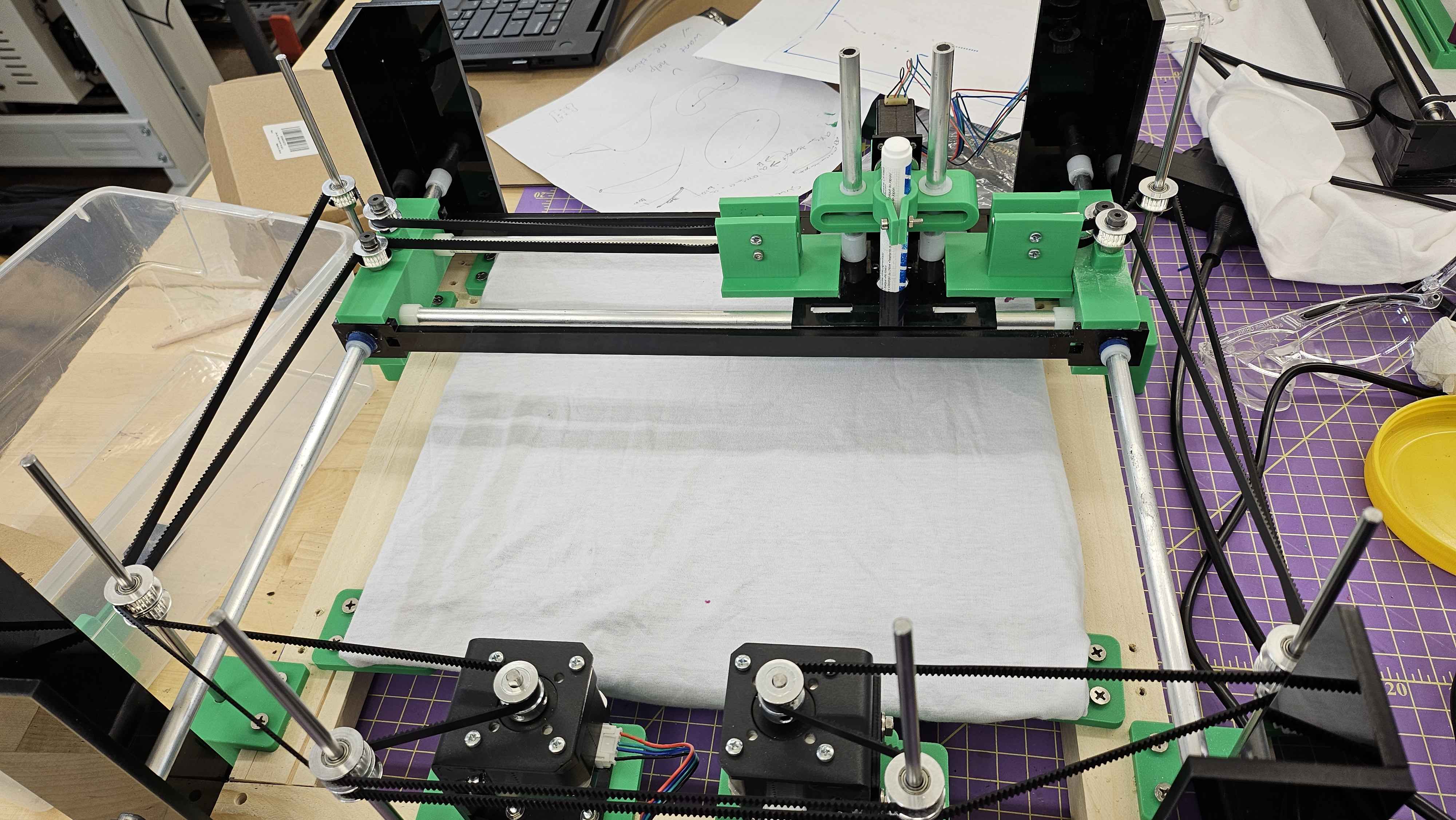 CoreXY drawing machine built for t-shirt pointillism